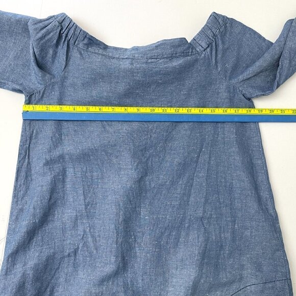 Free People Women's Chambray Top Show Some Shoulder 3/4 Sleeves size XS - Picture 4 of 8